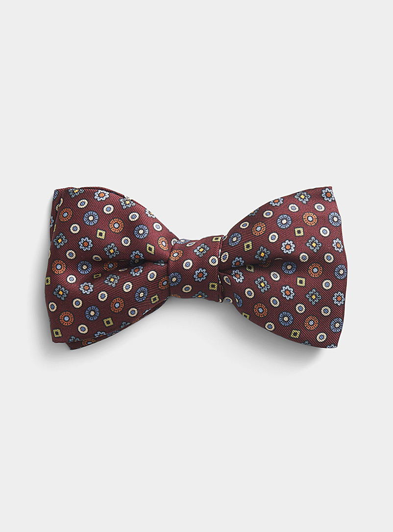 Blick Ruby Red Floral mosaic bow tie for men