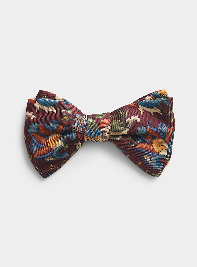 Blick Cherry Red Floral mosaic bow tie for men