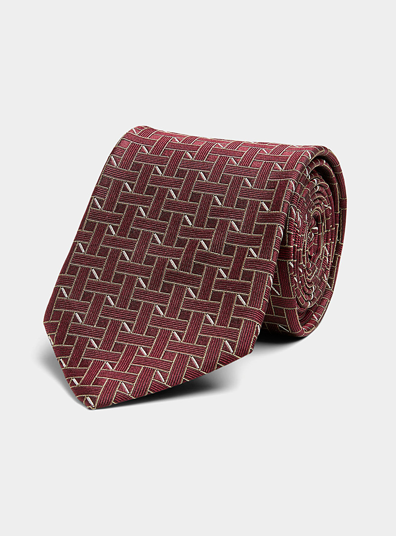 Blick: La cravate géo bordeaux Rouge foncé-vin-rubis pour homme