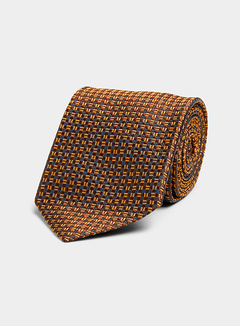 Blick: La cravate minicarrés deux tons Brun pour homme