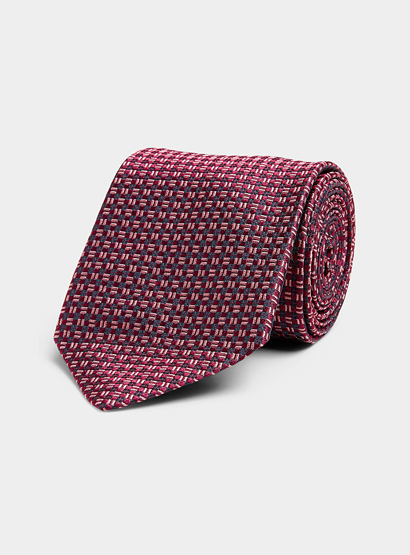 Blick: La cravate minicarrés deux tons Rose pour homme
