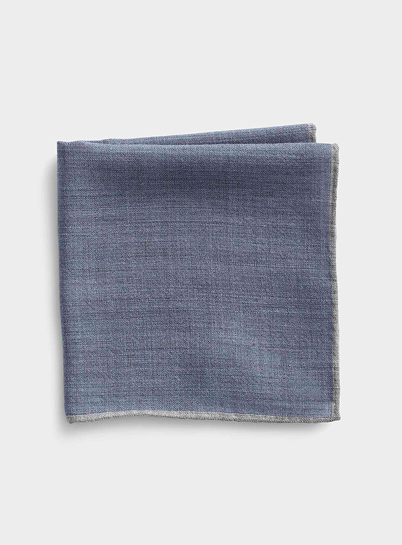 Blick Blue Contrast-trim pocket square for men