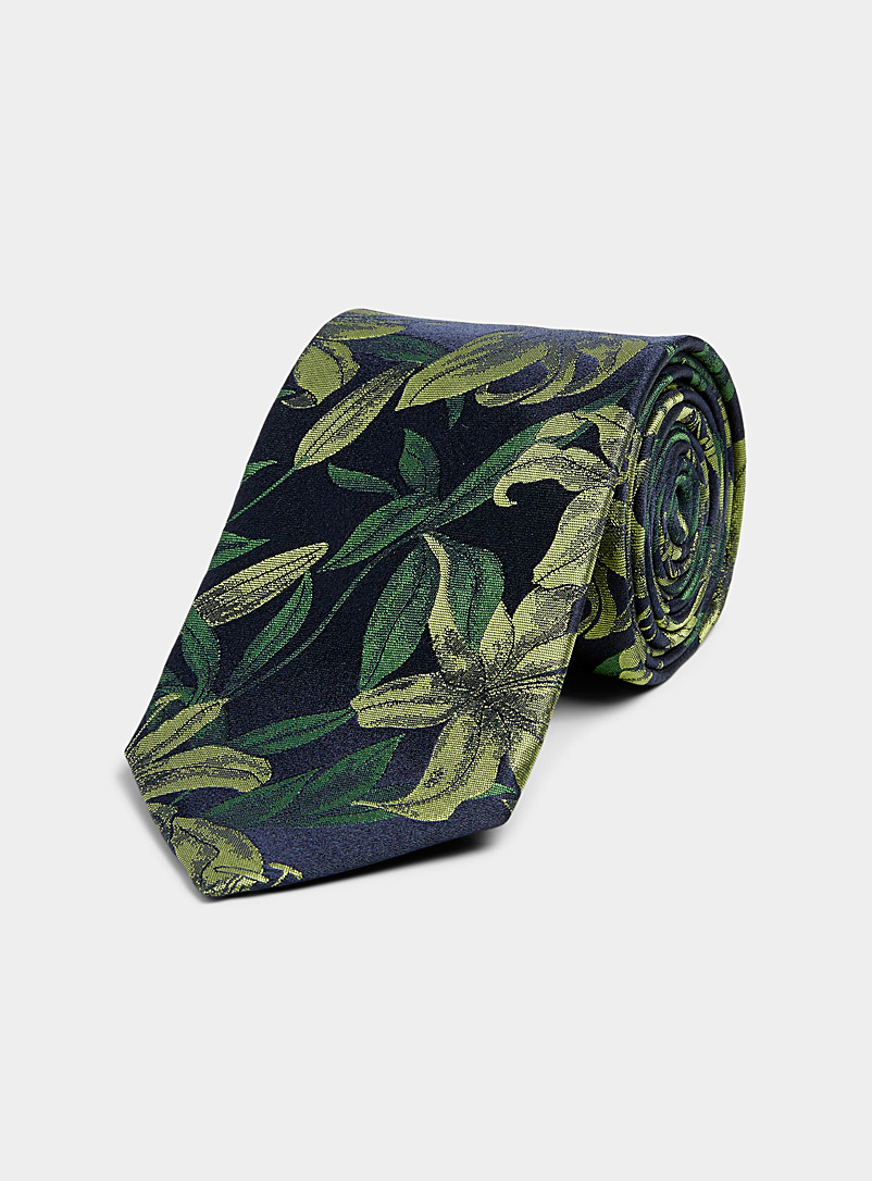 Blick Green Monochrome lily tie for men