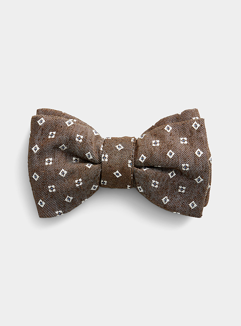 Blick Brown Floral check bow tie for men
