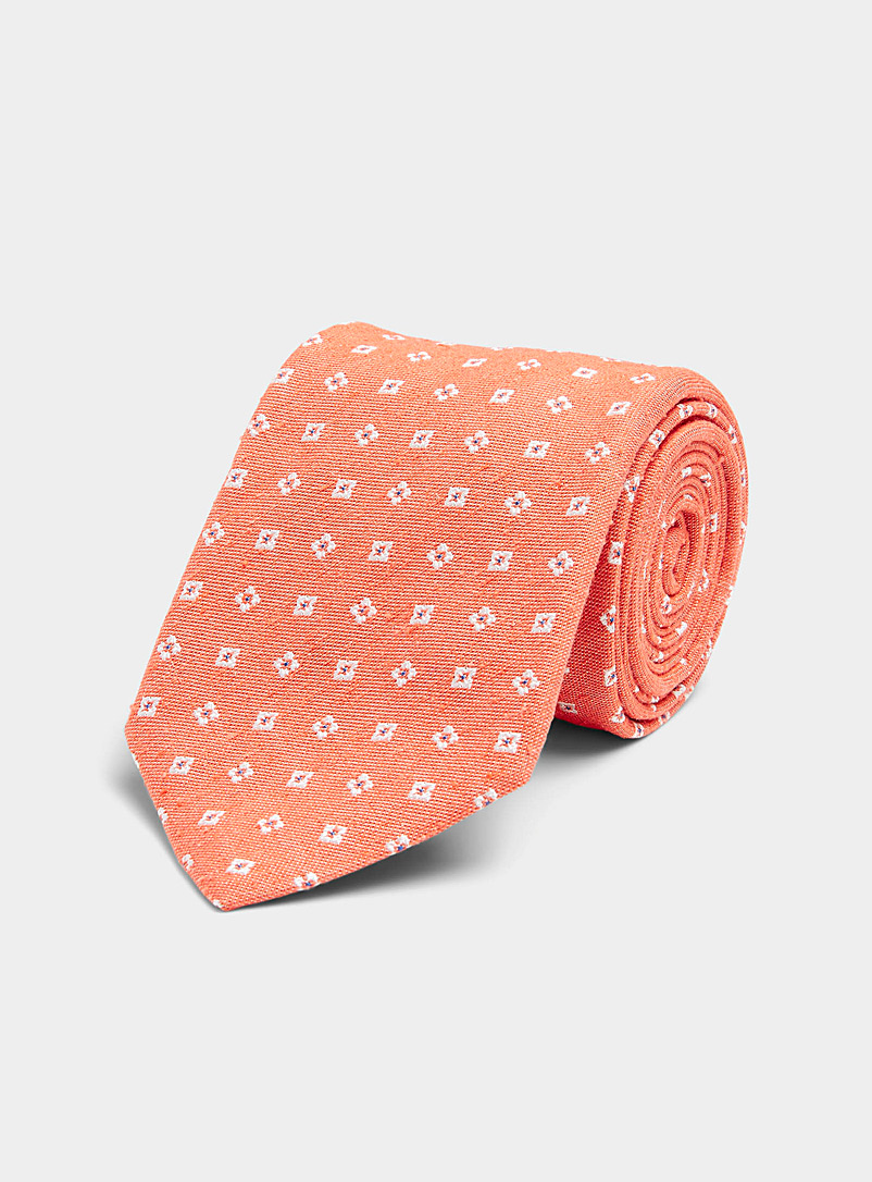 Blick Peach Floral check tie for men