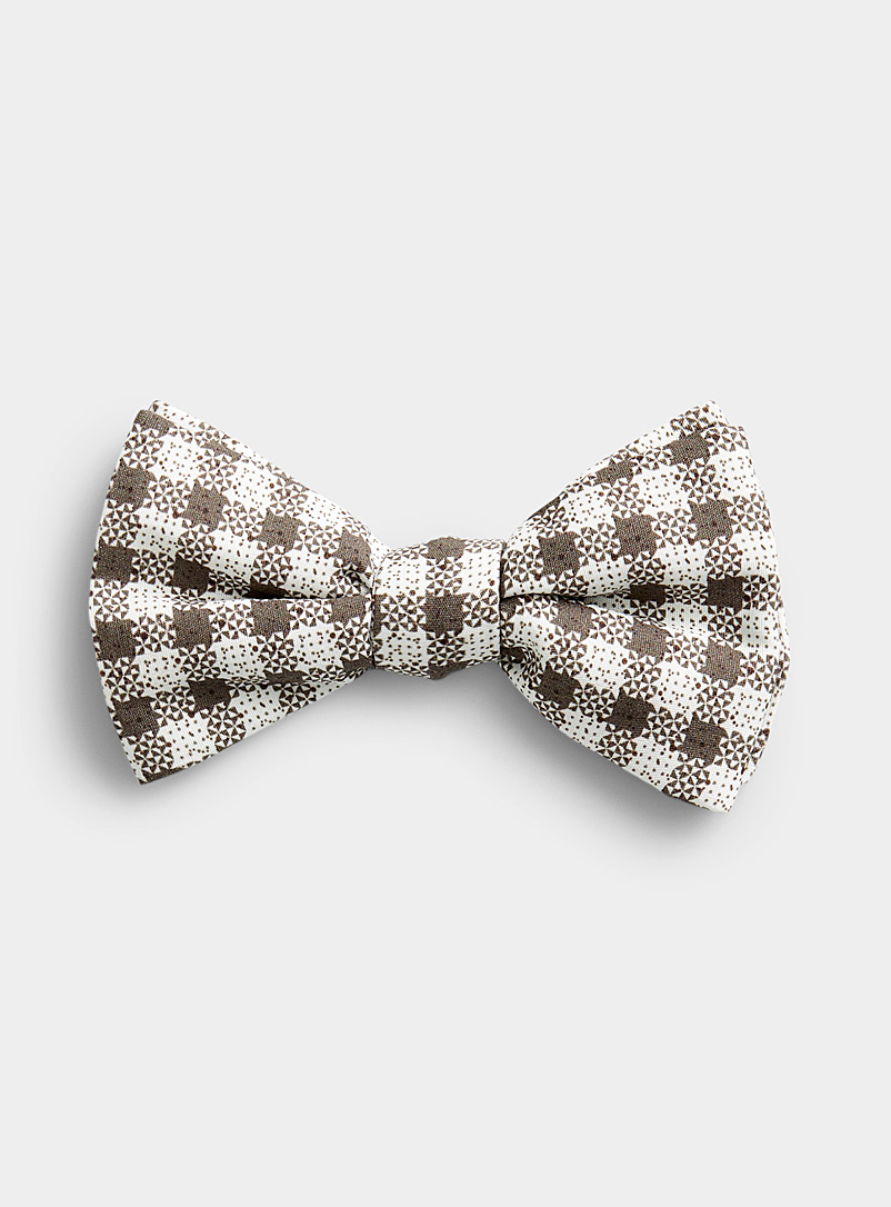 Blick Brown Coffee geo gingham bow tie for men