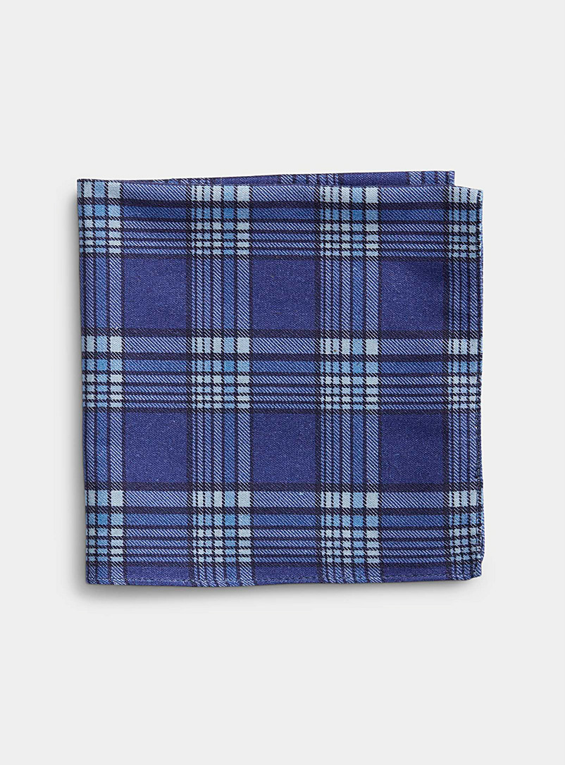 Blick: Le foulard pochette carreaux bleus Bleu pour homme