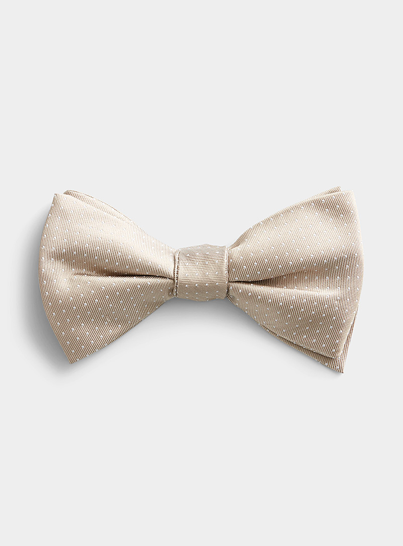 Blick Sand White pin dot bow tie for men
