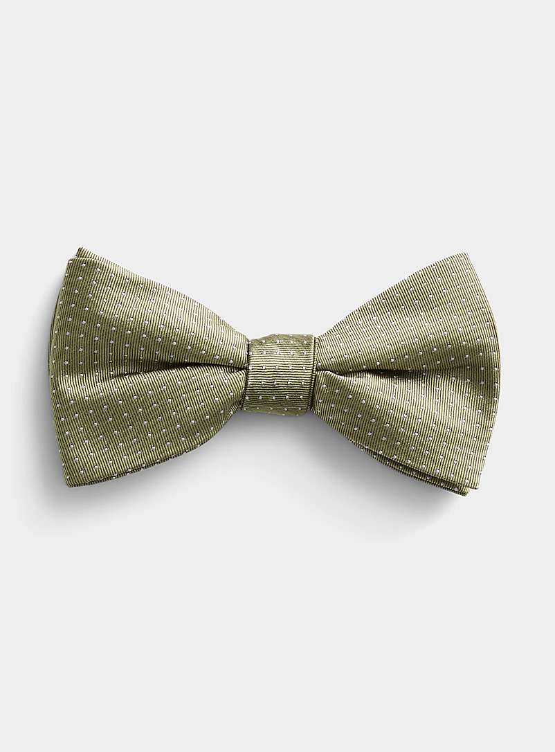 Blick Mossy Green White pin dot bow tie for men