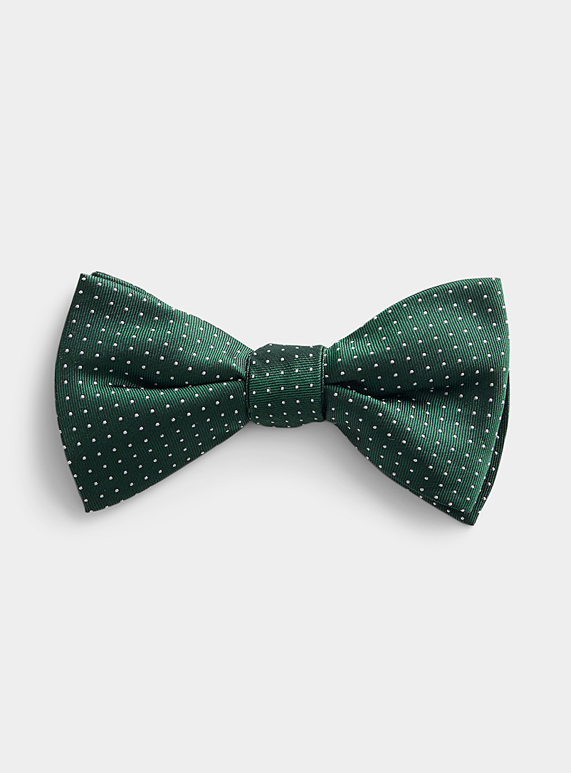 Blick Pine/Bottle Green White pin dot bow tie for men