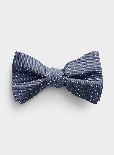 White pin dot bow tie