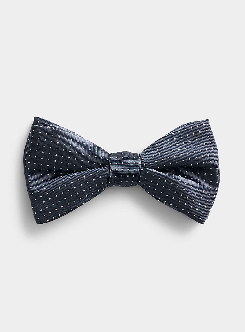 Blick Navy/Midnight Blue White pin dot bow tie for men