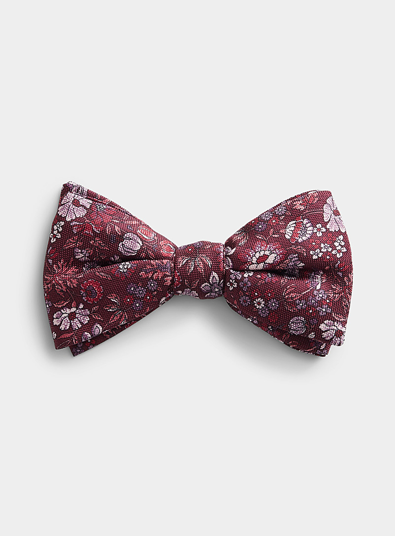 Blick: Le noeud papillon tapisserie florale Rouge foncé-vin-rubis pour homme