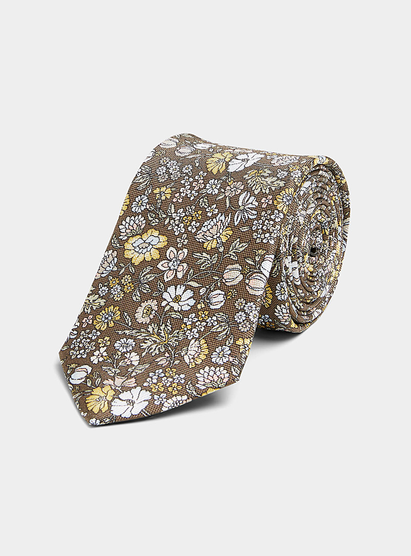Blick: La cravate tapisserie florale Vert foncé-mousse-olive pour homme