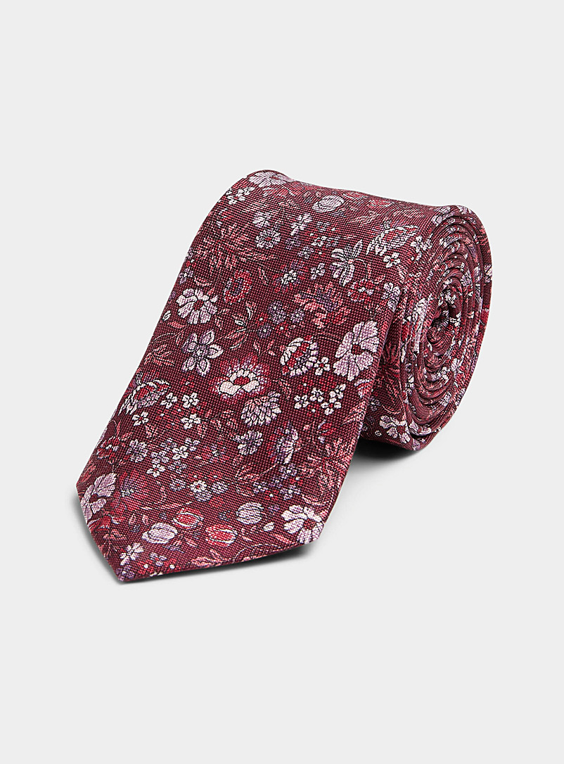 Blick: La cravate tapisserie florale Rouge foncé-vin-rubis pour homme