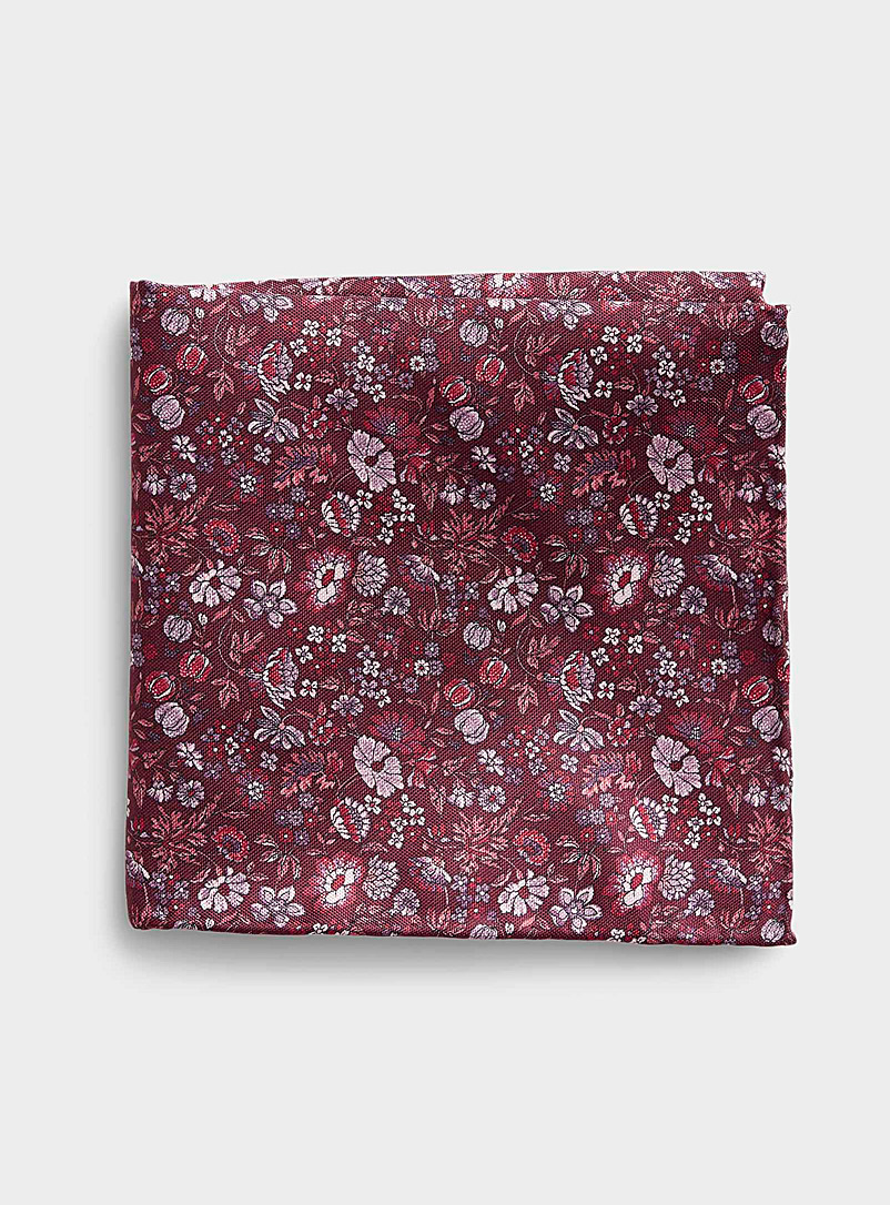 Blick Ruby Red Floral tapestry pocket square for men
