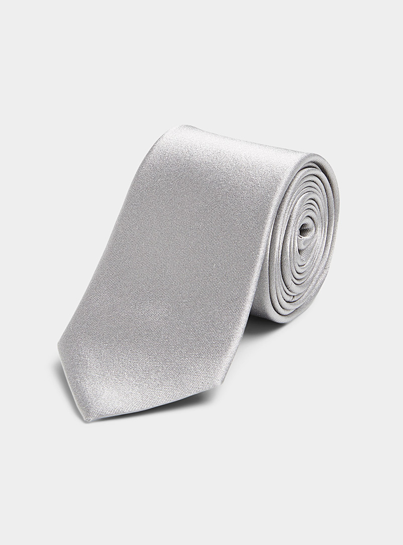 Blick: La cravate colorée satinée Argent pour homme