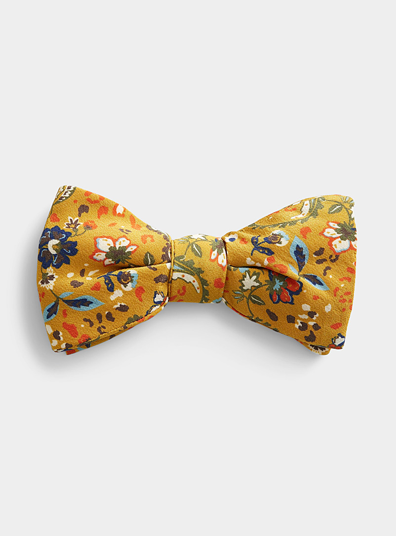 Blick Golden Yellow Floral paisley bow tie for men