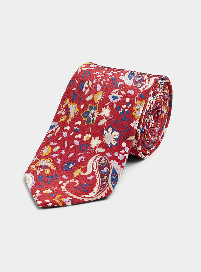Blick: La cravate paisley floral Rouge foncé-vin-rubis pour homme