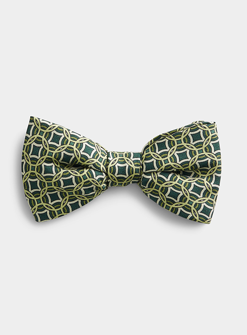 Blick Green Interlaced circle bow tie for men
