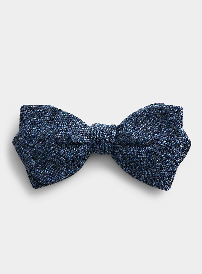 Blick Marine Blue Cotton and linen bow tie for men