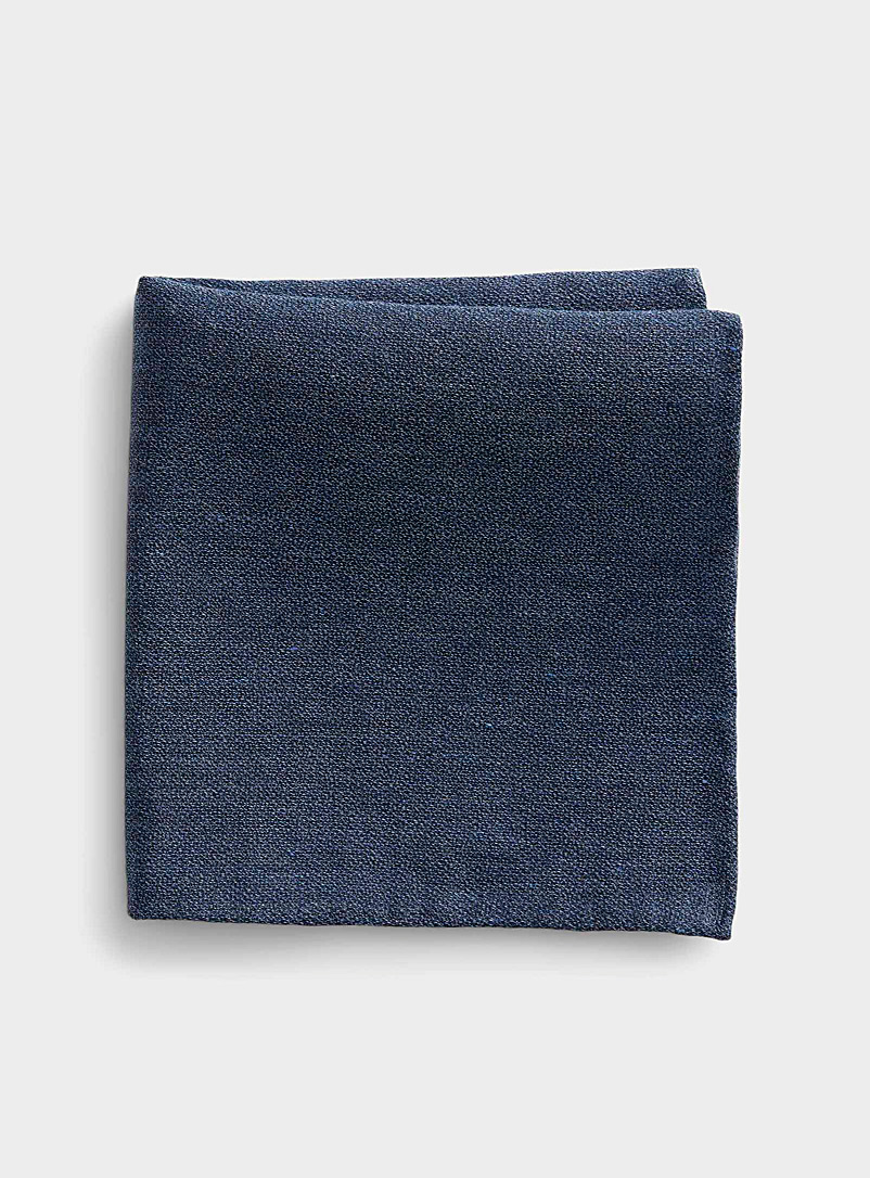 Blick Marine Blue Cotton-linen pocket square for men
