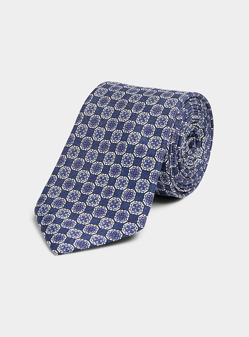 Blick Marine Blue Retro mosaic tie for men