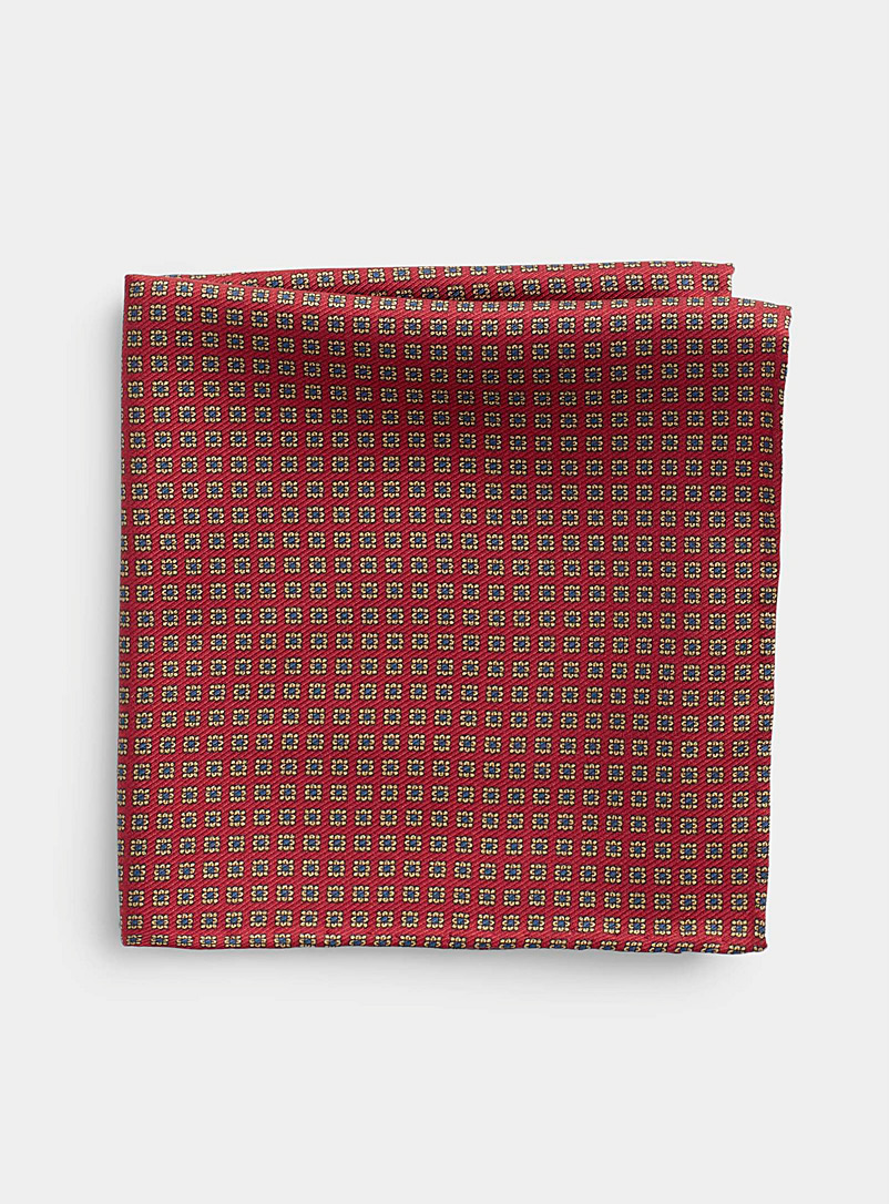 Blick Ruby Red Geo flower pocket square for men