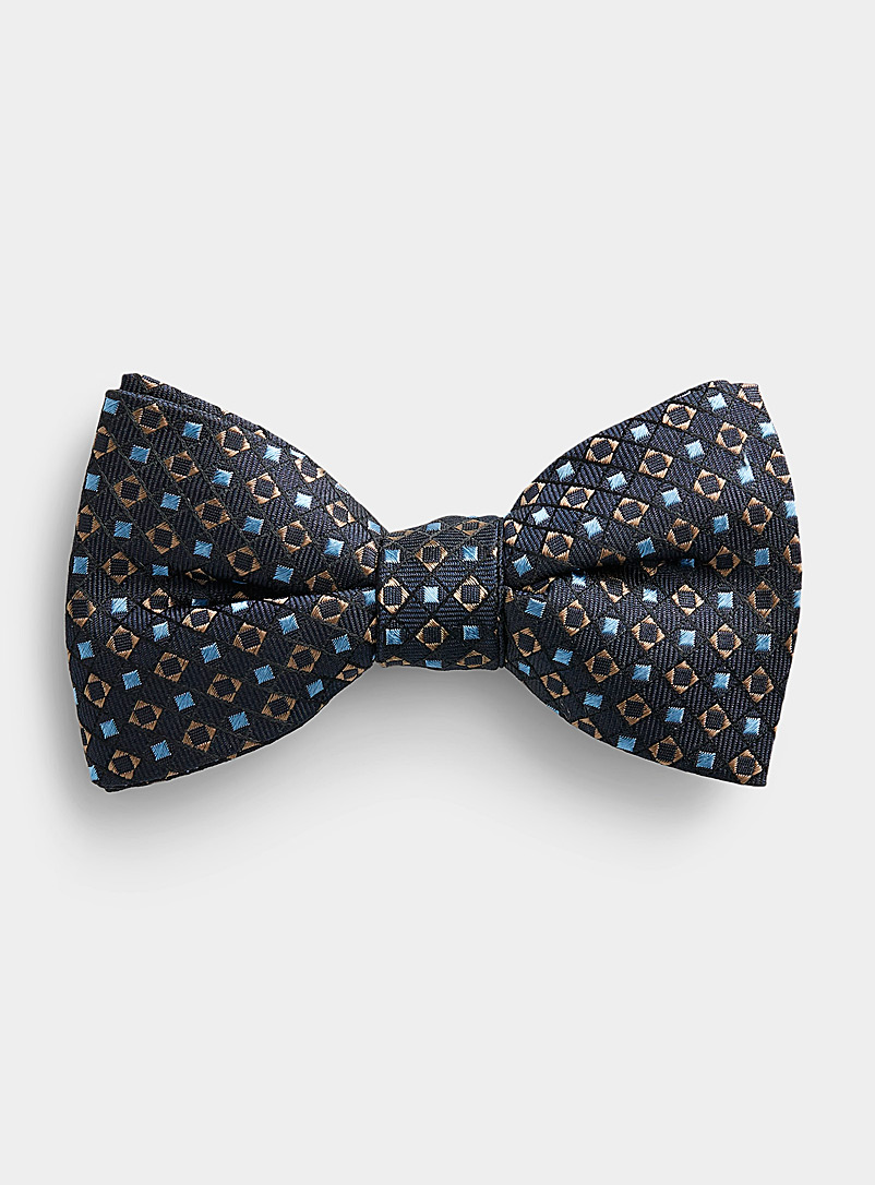 Blick Dark Blue Geo jacquard bow tie for men