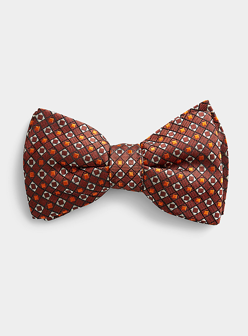 Blick Medium Orange Geo jacquard bow tie for men