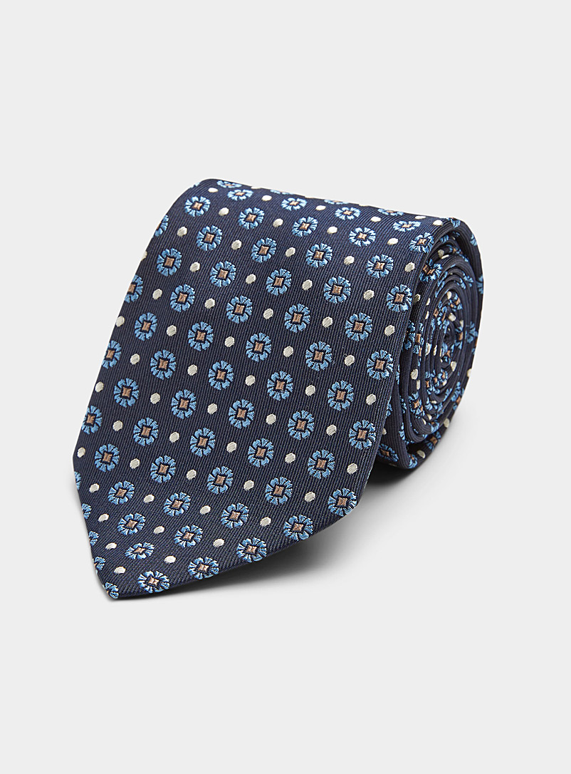 Blick Dark Blue Jacquard floral navy tie for men