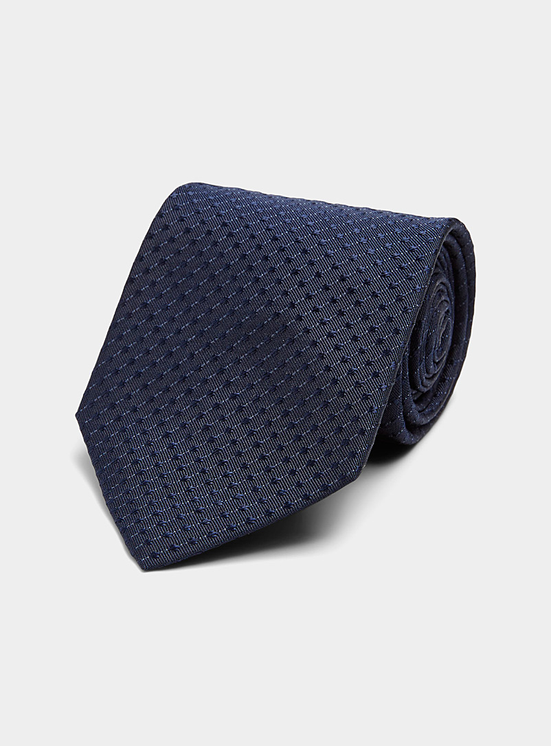 Blick Dark Blue Wide tone-on-tone dotted tie for men
