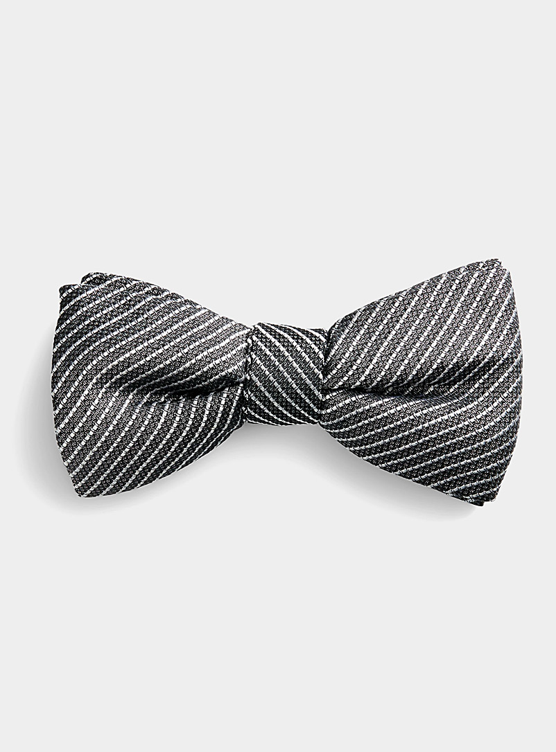 Blick Silver Hatched stripe bow tie for men