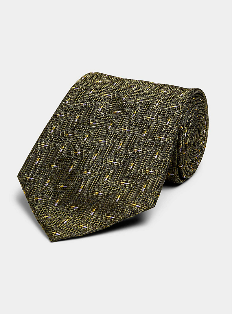 Blick Mossy Green Wide confetti herringbone tie for men