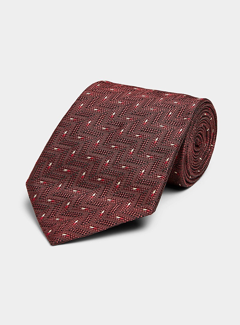 Blick Ruby Red Wide confetti herringbone tie for men