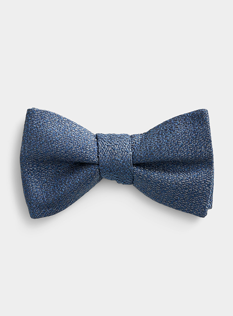 Blick Blue Textured woven bow tie for men