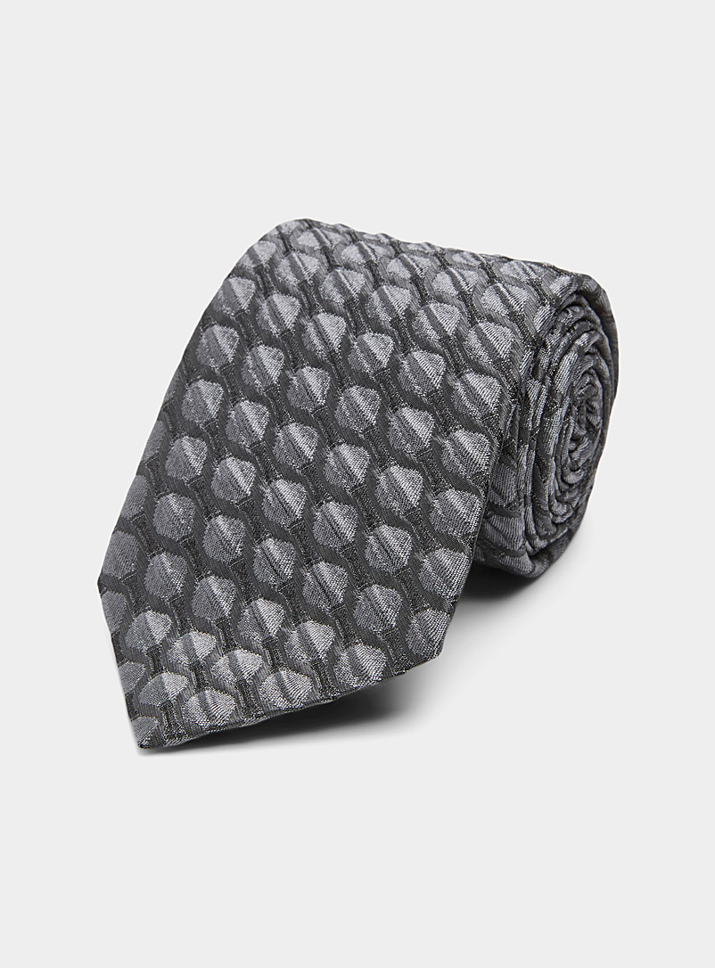 Blick Silver Wide textured-circle tie for men