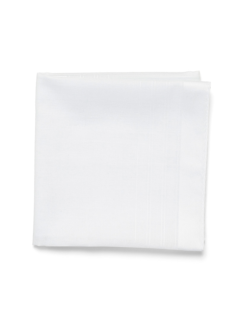 Blick: Le foulard pochette rayures satinées Blanc pour homme