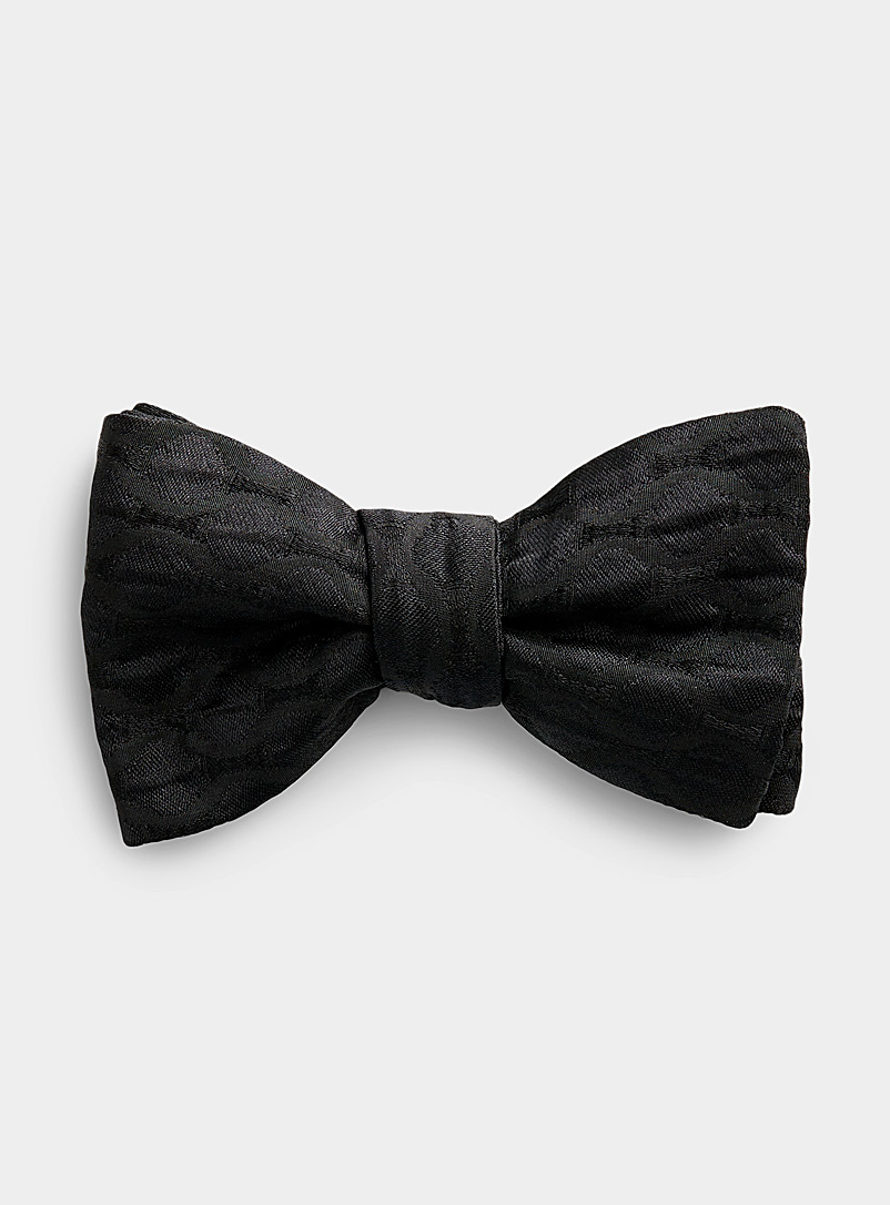 Blick Black Textured circle bow tie for men