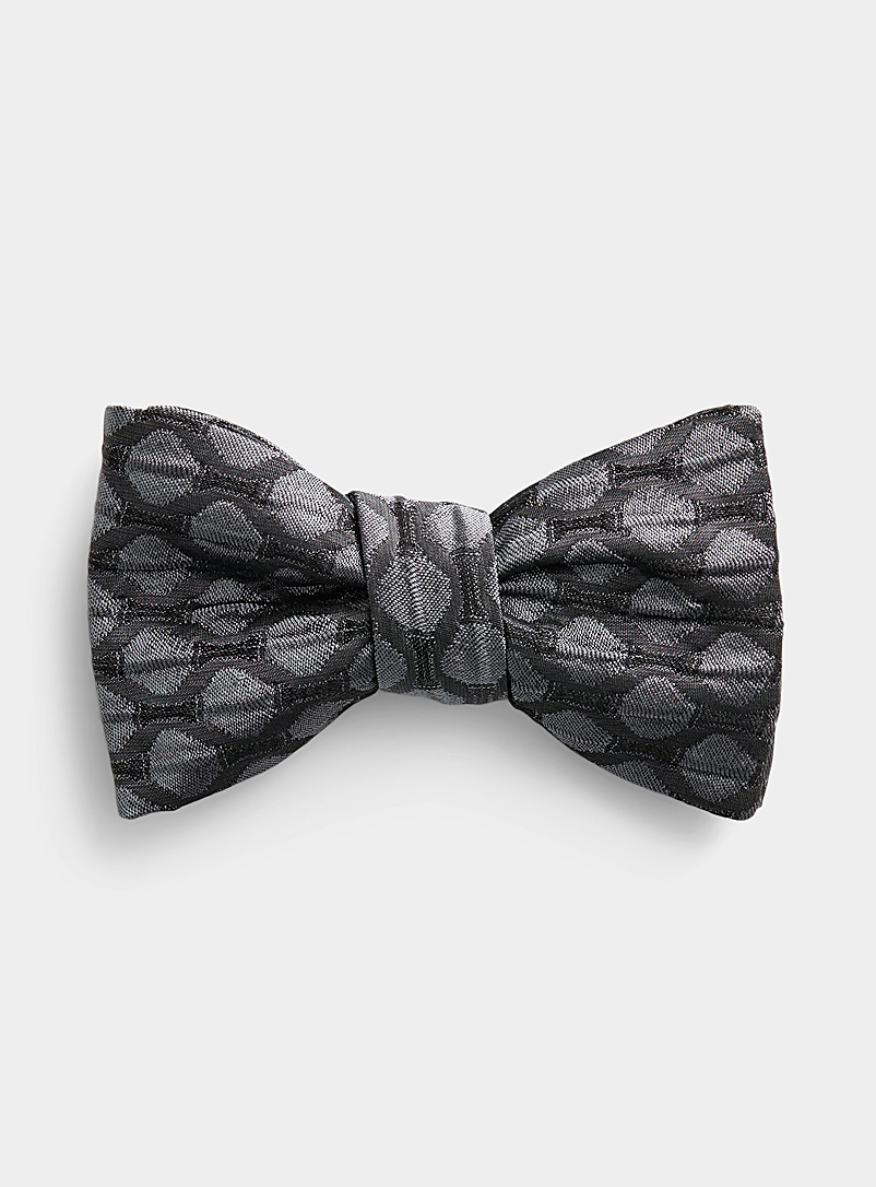 Blick Silver Textured circle bow tie for men