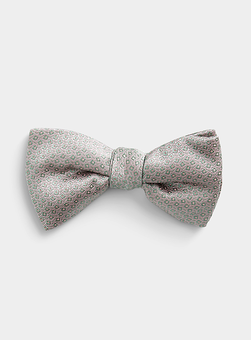Blick Patterned green Pointed mini-square jacquard bow tie for men