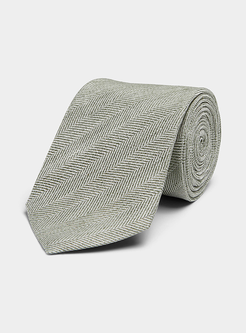 Blick Green Mini-chevron silk and linen tie for men