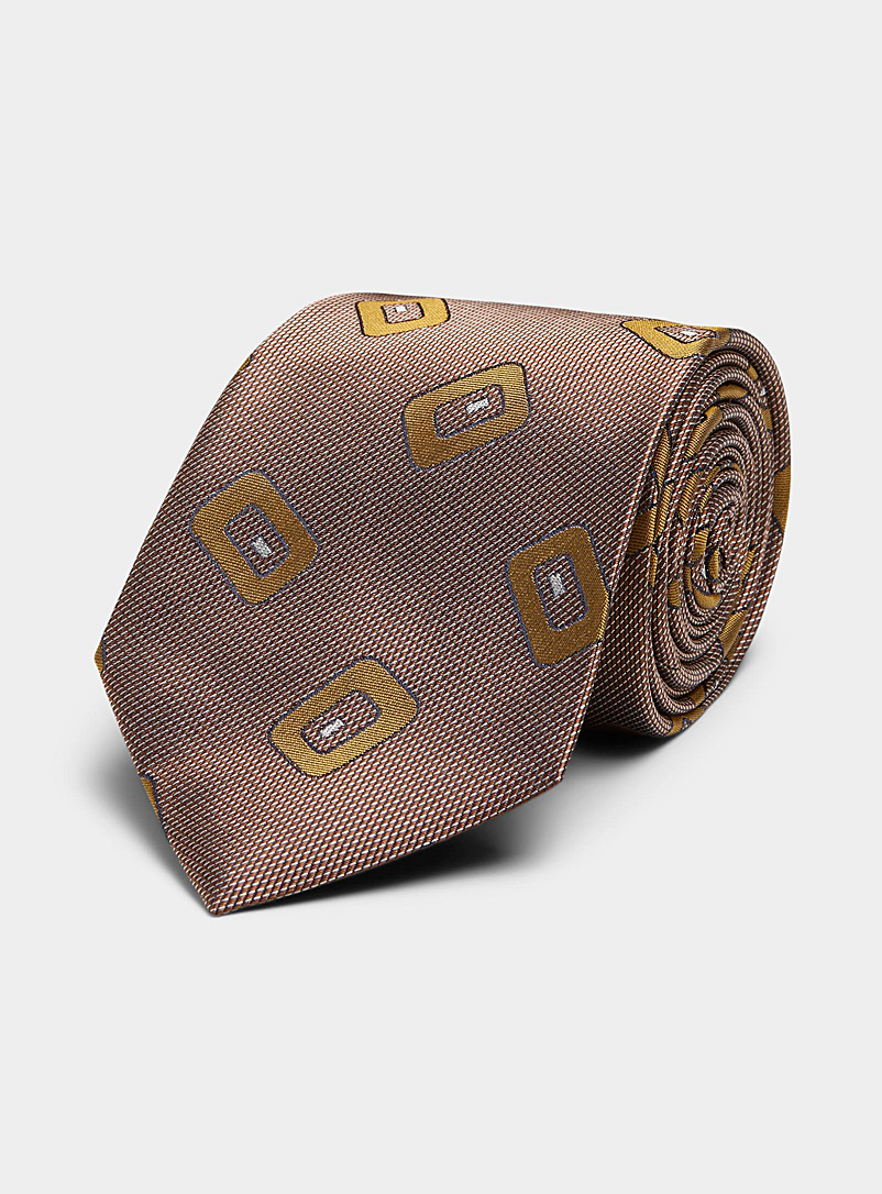 Blick: La cravate pointillée rectangles rétro Brun à motif  pour homme