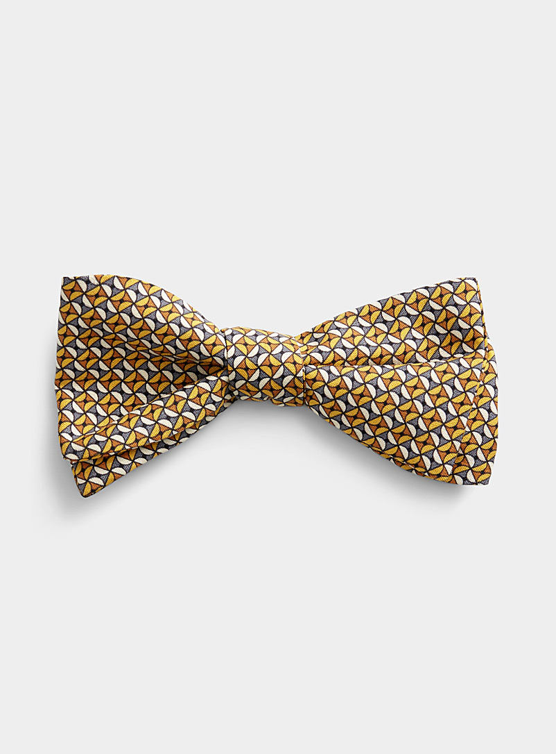 Blick Honey/Camel Graphic mosaic orange bow tie for men