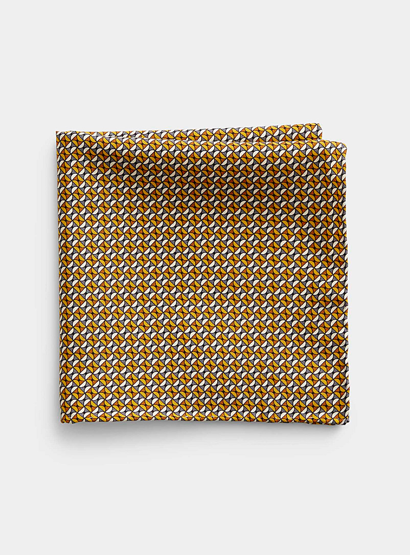 Blick Honey/Camel Retro geo mosaic pocket square for men