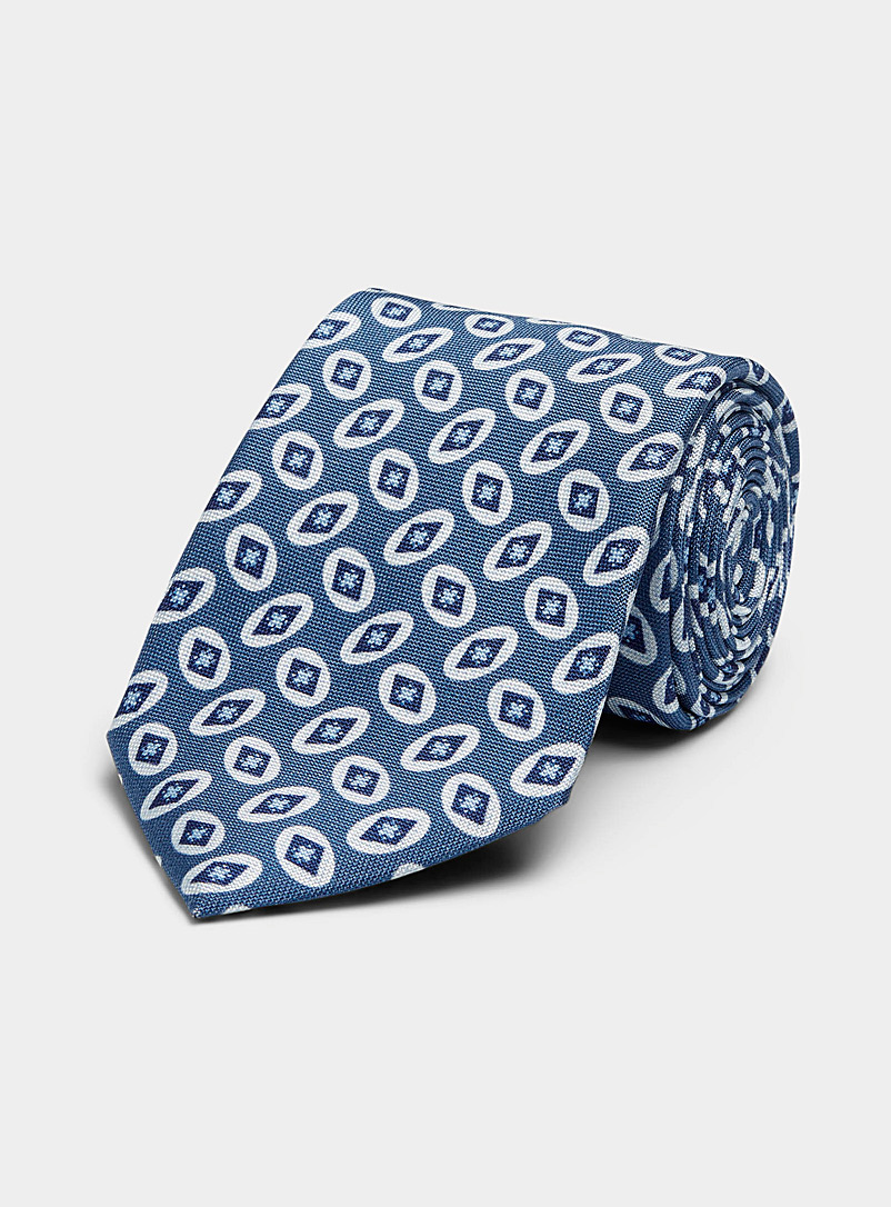 Blick Patterned blue Geo eye blue tie for men
