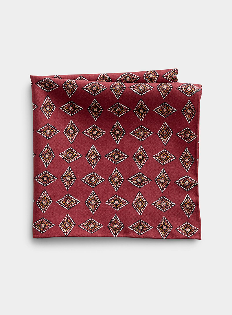 Blick Ruby Red Decorated diamond pocket square for men