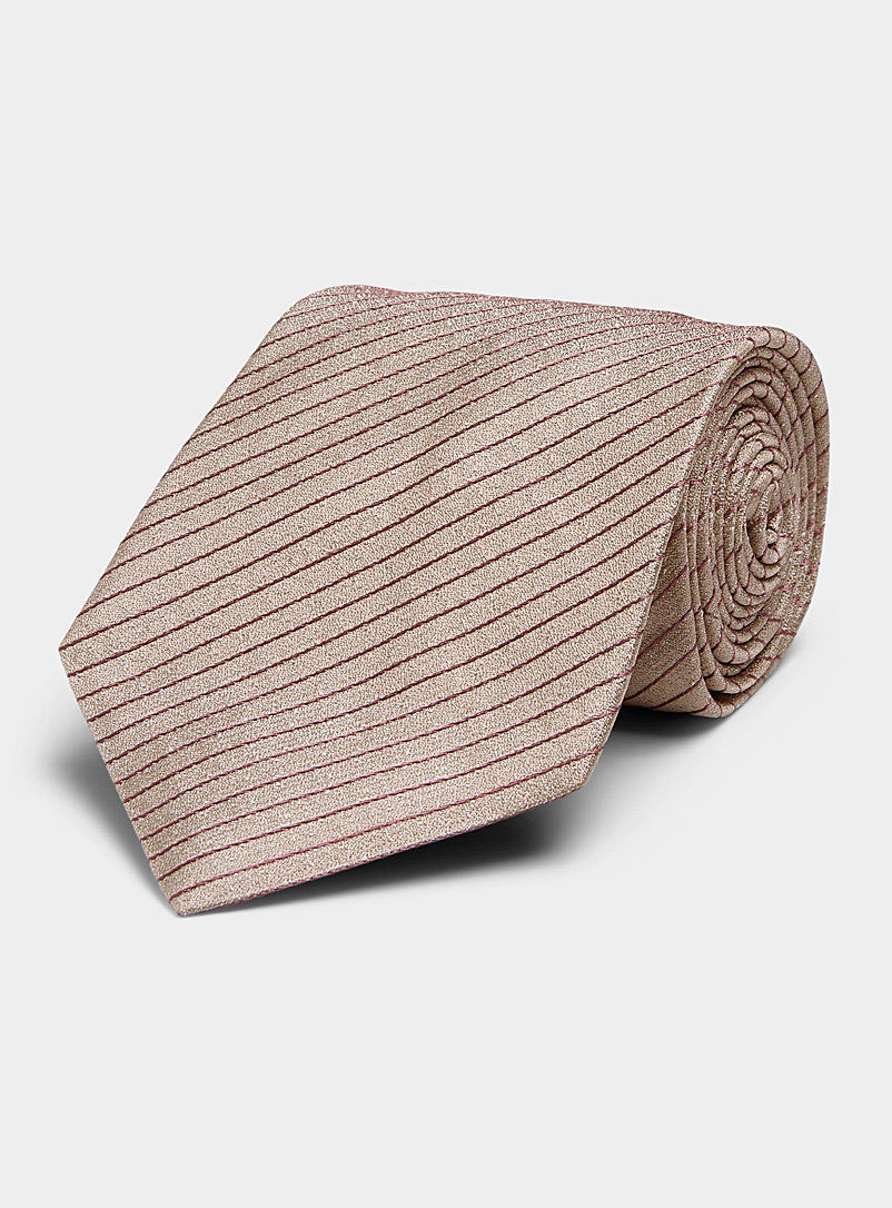 Blick: La cravate large fines rayures texturées Tan beige fauve pour homme