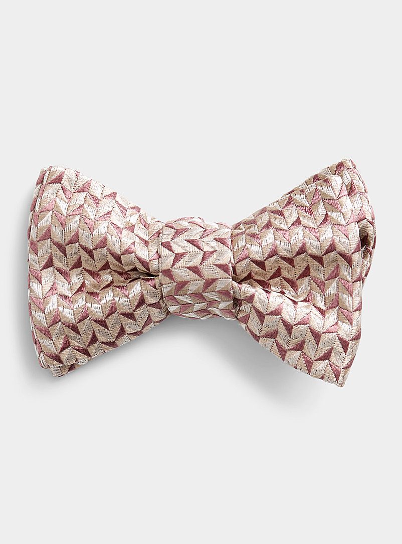 Blick Patterned pink Geo mosaic jacquard bow tie for men