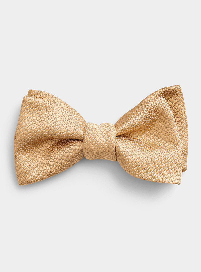 Blick Light Brown Textured jacquard champagne bow tie for men